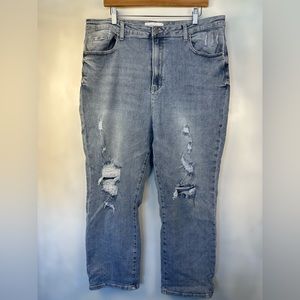 Risen Women’s Jeans Straight‎ Leg High Rise Distressed Mom Jeans